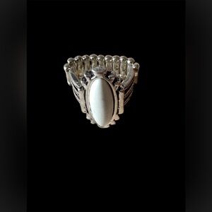 Paparazzi Silver Ring with White Stone Adjustable